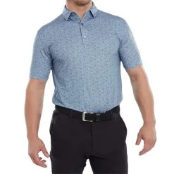 FootJoy Gents Mini Floral Lisle Polo Denim Dusty Purple Azure -FootJoy P 88783FJGENTSFLORALLISLEPOLOENIMDUSTYPURPLE 2 L