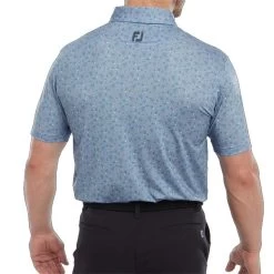 FootJoy Gents Mini Floral Lisle Polo Denim Dusty Purple Azure -FootJoy P 88783FJGENTSFLORALLISLEPOLOENIMDUSTYPURPLE 3 L