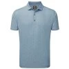 FootJoy Gents Mini Floral Lisle Polo Denim Dusty Purple Azure