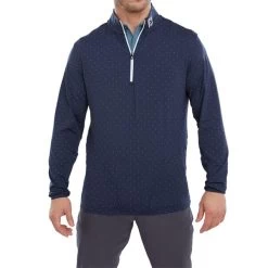 FootJoy Gents Pin Dot Chill-Out Mid-Layer Navy - White -FootJoy P 88798FJGENTSPINDOTCHILLOUTTOPNAVYWHT 2 L