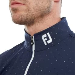 FootJoy Gents Pin Dot Chill-Out Mid-Layer Navy - White -FootJoy P 88798FJGENTSPINDOTCHILLOUTTOPNAVYWHT 4 L