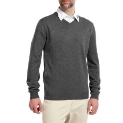 FootJoy Gents Wool Blend V-Neck Pullover Heather Charcoal -FootJoy P 90131FOOTJOYPULLOVERHEATHERCHARCOALGENTS 2 L
