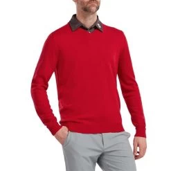 FootJoy Gents Wool Blend V-Neck Pullover Red -FootJoy P 90132FOOTJOYPULLOVERREDGENTS 2 L