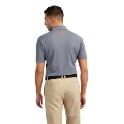 FootJoy Gents Smooth Pique Print Polo Shirt Slate - Coral -FootJoy P 90358FOOTJOYSHIRTSLATECORALGENTS 7 L