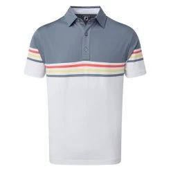 FootJoy Gents Stretch Pique Colour Block Polo Shirt Slate