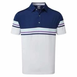 FootJoy Gents Colour Block Pique Shirt Blue - White - Mint