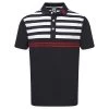 FootJoy Junior Smooth Pique With Graphic Stripes Polo Shirt Navy -White - Scarlet