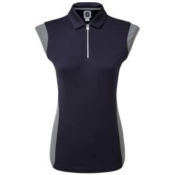 FootJoy Ladies Cap Sleeve Polo Shirt Navy - White