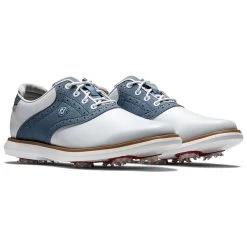 FootJoy Ladies FJ Traditions Shoes Wide-Fit White - Blue -FootJoy P 97907FOOTJOYSHOESWHITEBLUEWFLADIES 3 L