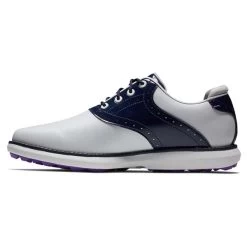 FootJoy Ladies FJ Traditions Spikeless Shoes White - Navy - Purple -FootJoy P 97926FOOTJOYSHOESWHITENAVYPURPLELADIES 2 L