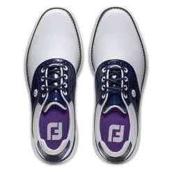 FootJoy Ladies FJ Traditions Spikeless Shoes White - Navy - Purple -FootJoy P 97926FOOTJOYSHOESWHITENAVYPURPLELADIES 3 L