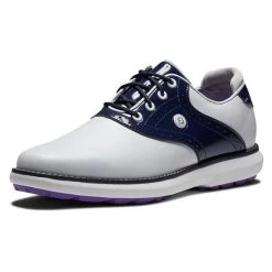 FootJoy Ladies FJ Traditions Spikeless Shoes White - Navy - Purple -FootJoy P 97926FOOTJOYSHOESWHITENAVYPURPLELADIES 4 L