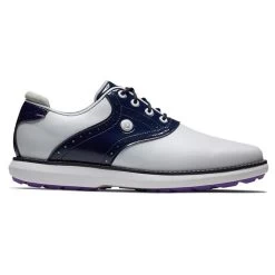 FootJoy Ladies FJ Traditions Spikeless Shoes White - Navy - Purple