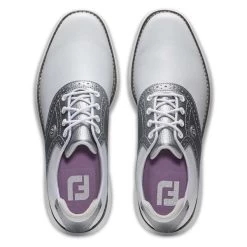 FootJoy Ladies FJ Traditions Spikeless Shoes White - Silver - Purple 9 FootJoy Ladies FJ Traditions Spikeless Shoes White - Silver - Purple -FootJoy P 97990FOOTJOYSHOESWHITESILVERPURPLELADIES 3 L