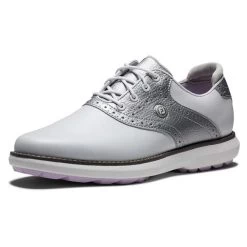 FootJoy Ladies FJ Traditions Spikeless Shoes White - Silver - Purple 10 FootJoy Ladies FJ Traditions Spikeless Shoes White - Silver - Purple -FootJoy P 97990FOOTJOYSHOESWHITESILVERPURPLELADIES 4 L