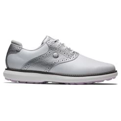FootJoy Ladies FJ Traditions Spikeless Shoes White - Silver - Purple