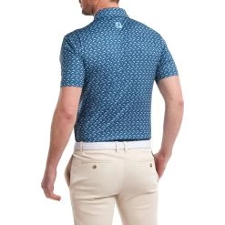 FootJoy Leaping Dolphins Print Lisle Mens Golf Polo Shirt 8 FootJoy Leaping Dolphins Print Lisle Mens Golf Polo Shirt -FootJoy ac40hjq55he