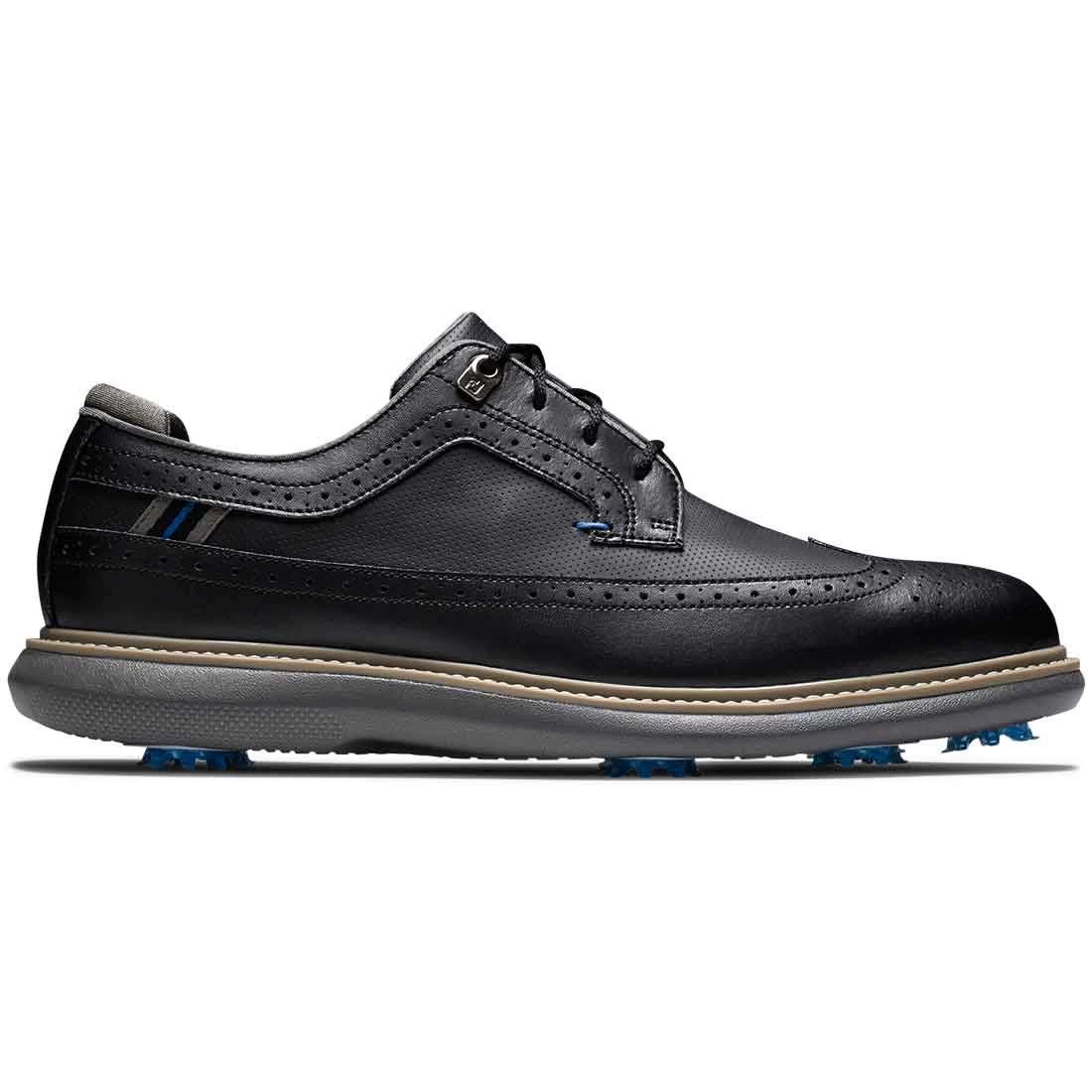 FootJoy Traditions Wing Tip Golf Shoes Black/Blue/Grey 1 FootJoy Traditions Wing Tip Golf Shoes Black/Blue/Grey