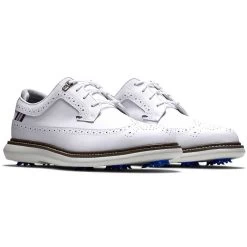 FootJoy Traditions Wing Tip Golf Shoes White/Navy/Grey -FootJoy footjoy traditions wing tip golf shoes white navy grey pair itempicture