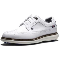 FootJoy Traditions Wing Tip Golf Shoes White/Navy/Grey -FootJoy footjoy traditions wing tip golf shoes white navy grey toe itempicture