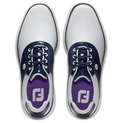 FootJoy Women's Traditions SL Golf Shoes White/Navy -FootJoy footjoy womens traditions sl golf shoes white navy 97899 top itempicture