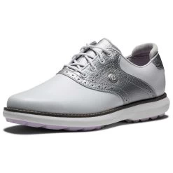 FootJoy Women's Traditions SL Golf Shoes White/Silver -FootJoy footjoy womens traditions sl golf shoes white silver 97897 toe itempicture