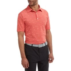 FootJoy School Of Fish Print Lisle Mens Golf Polo Shirt -FootJoy sf03wylcykf