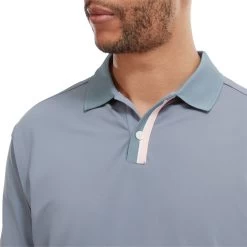 FootJoy Solid With Stripe Placket Pique Mens Golf Polo Shirt -FootJoy whtigepzcj2